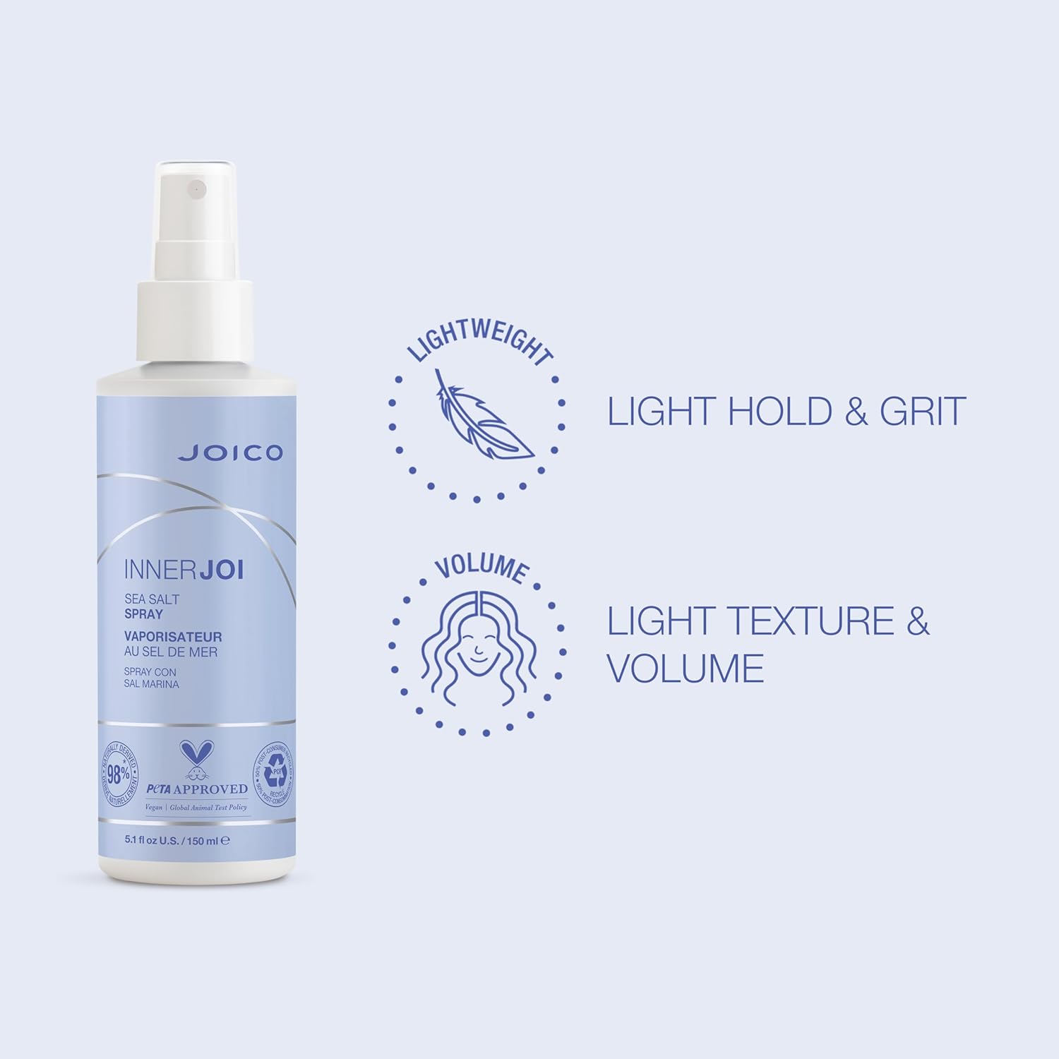 Joico InnerJoi Sea Salt Spray | Styling For All Hair Types | Sulfate & Paraben Free | Naturally-Derived Vegan Formula