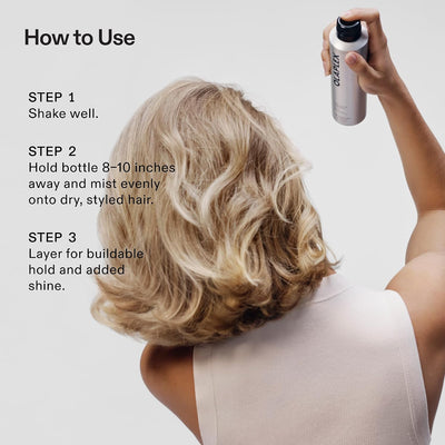 How to use Olaplex Shape Set Hairspray: shake, hold away from hair and mist onto dry styled hair