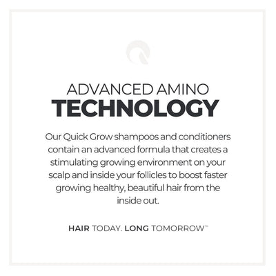Formula and key benefits graphic for Quick Grow Blonde Icon Shampoo and Conditioner Box Set 500ml