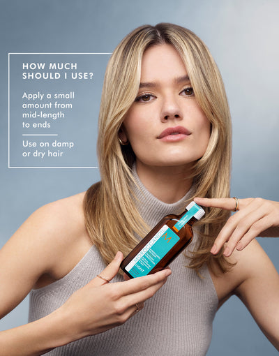How to use Moroccanoil Light Treatment — apply 1-2 pumps to towel-dried fine hair before styling