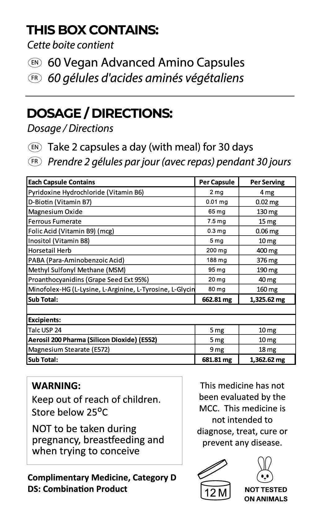 Ingredient and label information for Quick Grow Advanced Hair Growth Capsules Purple 60 Capsules
