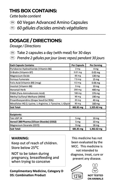 Ingredient and label information for Quick Grow Advanced Hair Growth Capsules Purple 60 Capsules