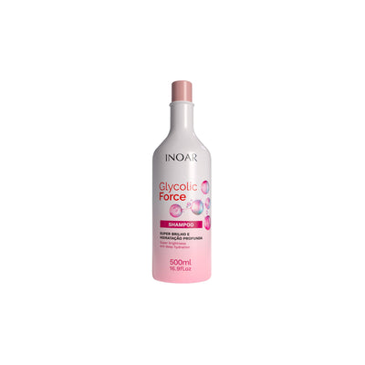 INOAR Glycolic Force Shampoo: Super Brightness & Deep Hydration Hair Care. 500ml Bottle.