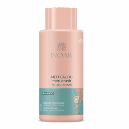 Inoar Curl Shampoo - Curl Enhancing | 500ml bottle with pink and teal design, ideal for curly hair hydration and frizz control.