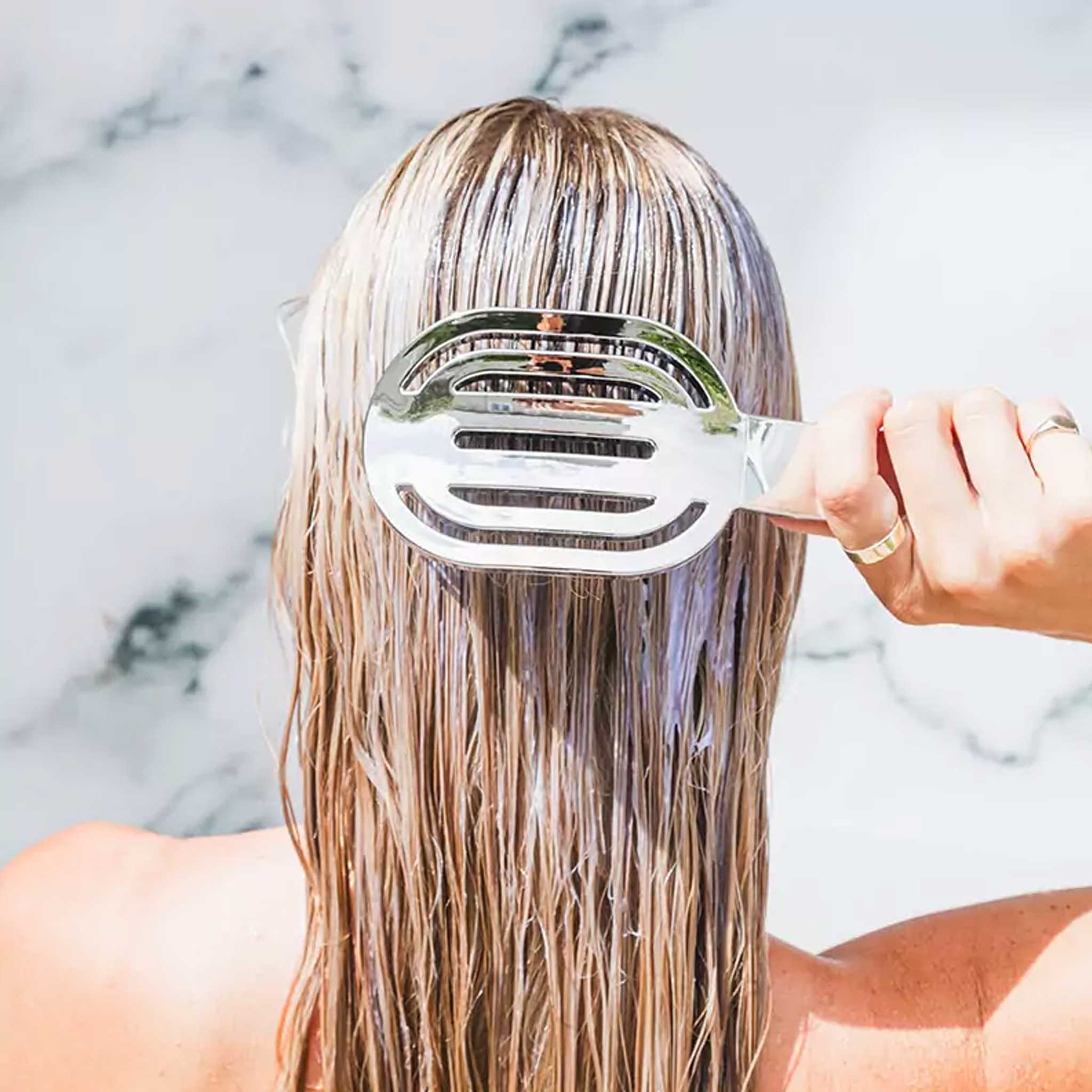 Mycro Keratin Silver Conditioner on Blonde Hair - Detangling Brush for Hydration & Tone