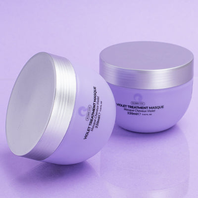 Official product and benefits graphic for Quick Grow Blonde Icon Violet Treatment Masque 220ml