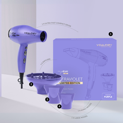 Veaudry MyDryer Ultra Violet Limited Edition (with free detangling brush)