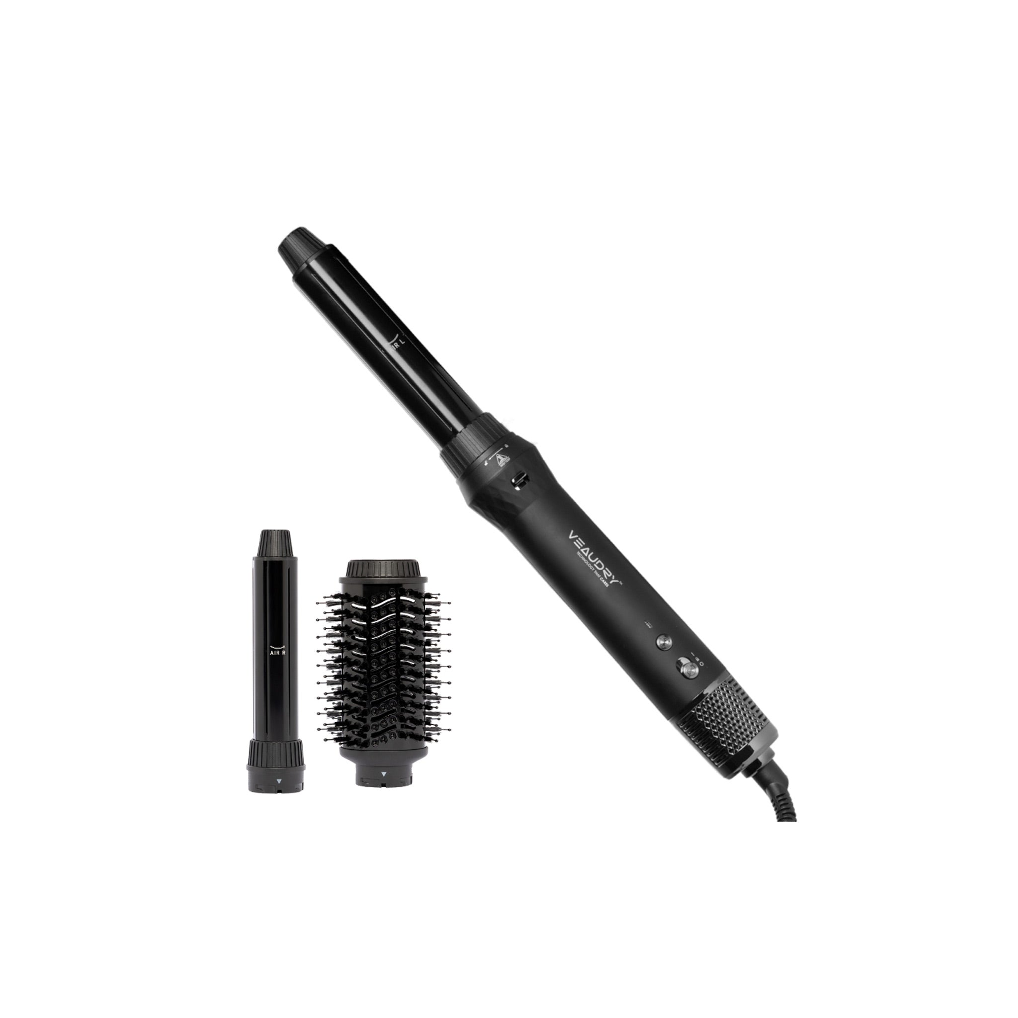 Veaudry myAirStyler 2-in-1 styling tool with curling wand, brush attachment, and concentrator.