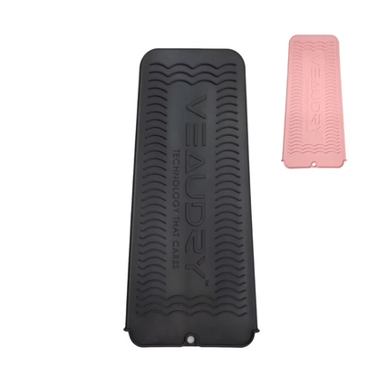 VEAUDRY Heat Mat & Pouch: Black heat-resistant mat for styling tools, safe storage & travel