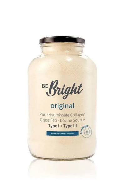 Be Bright Original Pure Collagen Powder 700g enhances wellness and skin vitality with 100% pure hydrolyzed collagen.