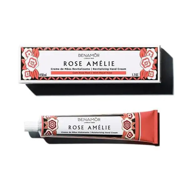Benamor Rose Amelie Hand Cream: Revitalizing Moisture with Royal Rose. Box & Tube Display