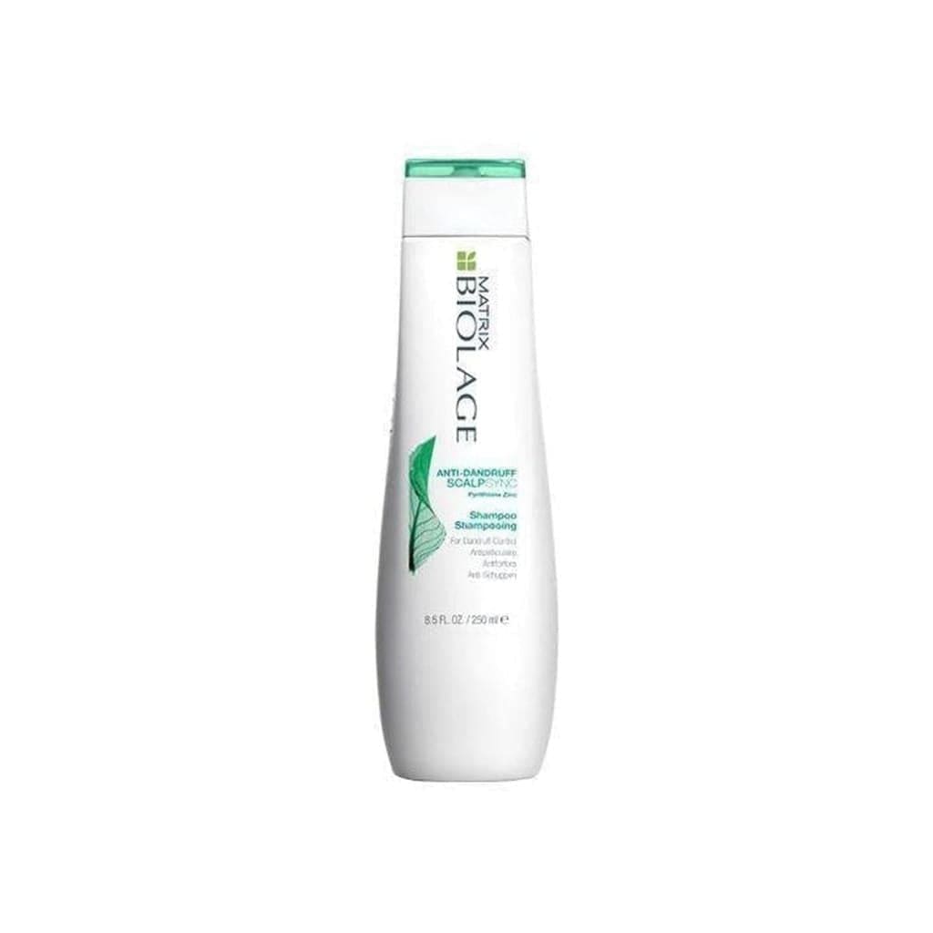 White bottle of Biolage Scalpsync Anti-Dandruff Shampoo with green cap - 250ml