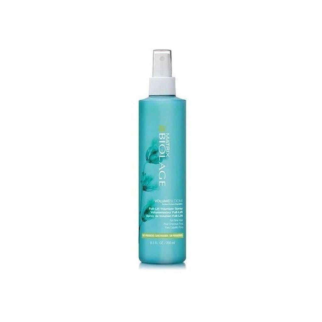 Turquoise bottle of Matrix Biolage Volumebloom Full-Lift Volumizer Spray - 250ml for hair