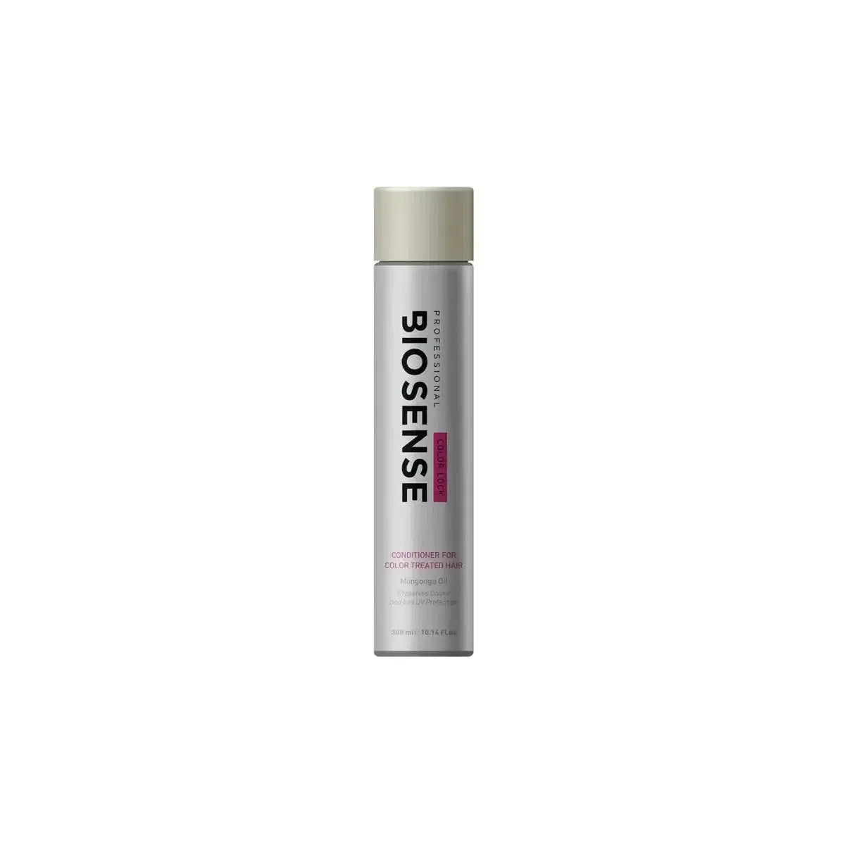 Biosense Color Seal Silver Conditioner 300ml with a spray of white paint on a white background