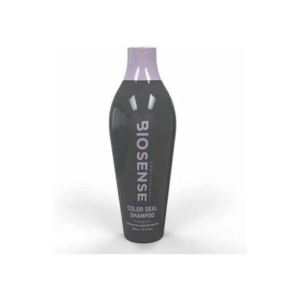 Biosense Color Seal Silver Conditioner 300ml beside a bottle of rose wine for hair care products