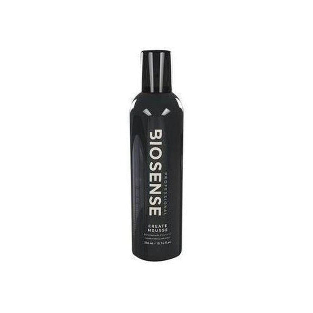 Black bottle of Biosense Create Hair Styling Mousse 300ml for Medium Hold and Volume