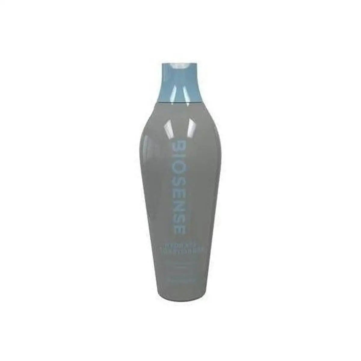 Gray bottle with blue cap labeled ’Biosense Hydrate Conditioner’ for 300ml with ximenia oil