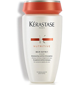 White bottle of Kérastase Nutritive Bain Satin for slightly dry hair with orange cap 250ml