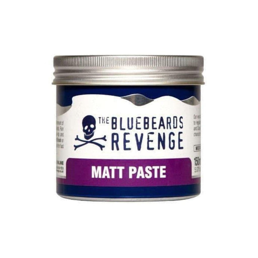 A jar of Bluebeards Revenge Matt Styling Paste 150ml with skull and crossbones logo