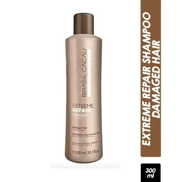 Brasil Cacau Extreme Repair Shampoo next to Brasil Cacau Extreme Repair Conditioner 300ml