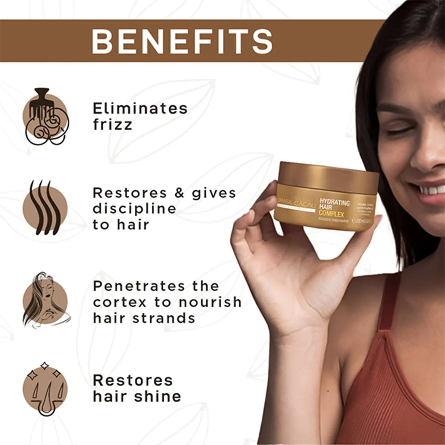 Brasil Cacau Hydrating Hair Complex Mask 200ml for deep hair hydration and nourishment