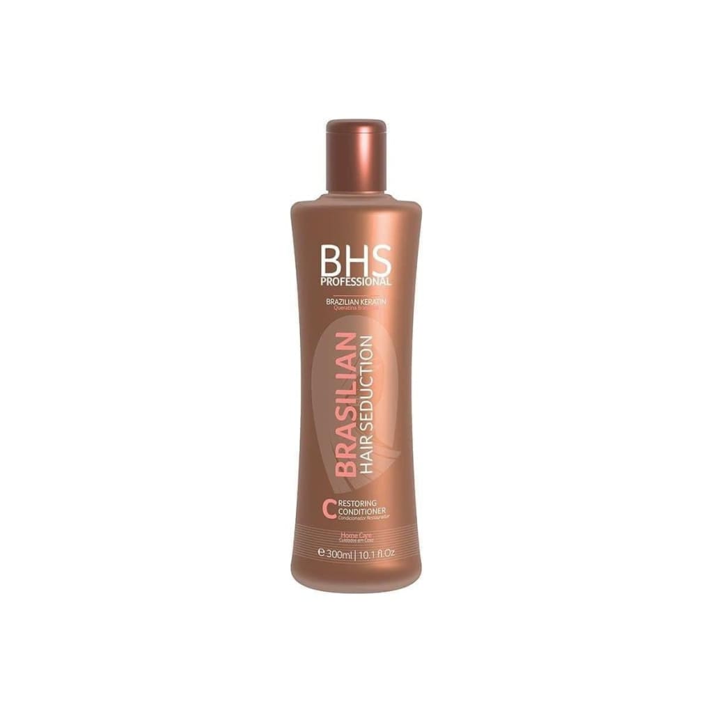 Brown bottle of BHS Professional Brasilian Hair Seduction Restoring Conditioner 300ml