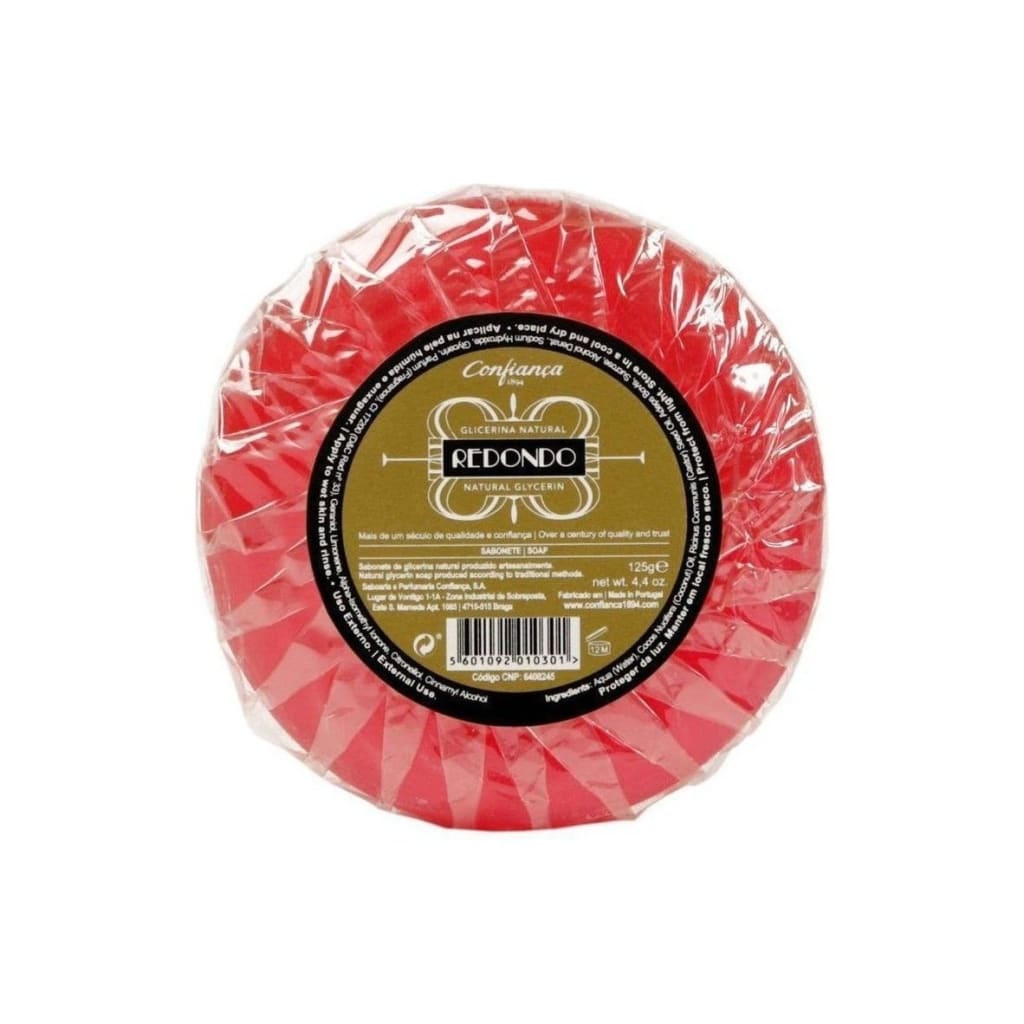 Confiança Round Glycerin Soap Bar | 125g with red plate and gold foil design