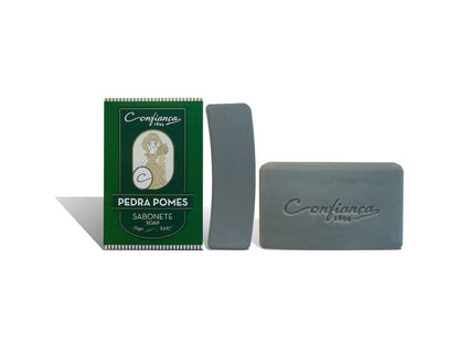 Sabonete Confianca Pedra Pomes Pumice Soap 75g bar with green label on white background