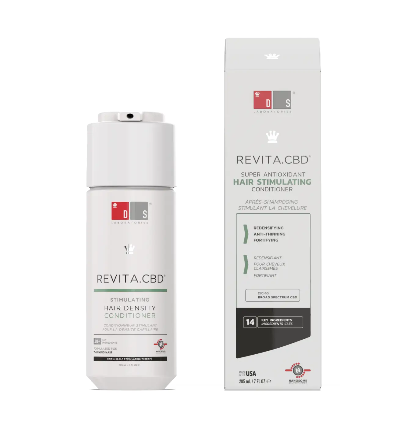 Revitalize your hair with DS Laboratories Revita.CBD Super Antioxidant Hair Density CBD Conditioner 205ml for healthier locks.