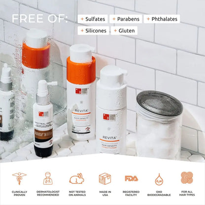 Collection of skincare products labeled as free from sulfates, parabens, phthalates, silicones, and gluten.