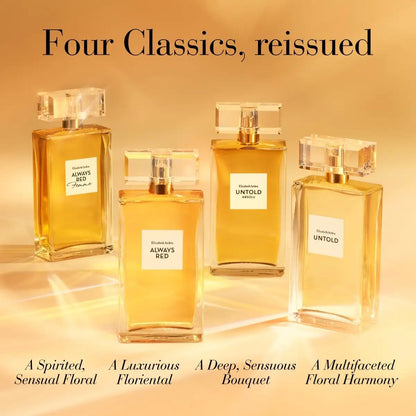 Four bottles of Elizabeth Arden Untold Eau De Parfum 100ml, labeled ’Four Classics’