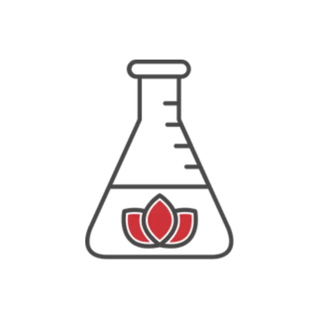Erlenmeyer flask with lotus flower.