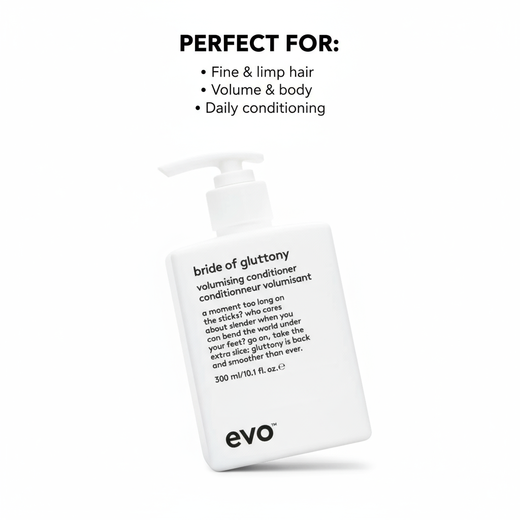 EVO Bride of Gluttony Volumising Conditioner for fine limp hair with volume and daily conditioning