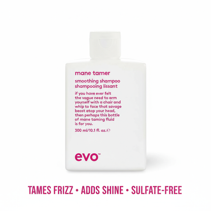 EVO Mane Tamer Smoothing Shampoo bottle 300ml sulfate-free shampoo that tames frizz and adds shine