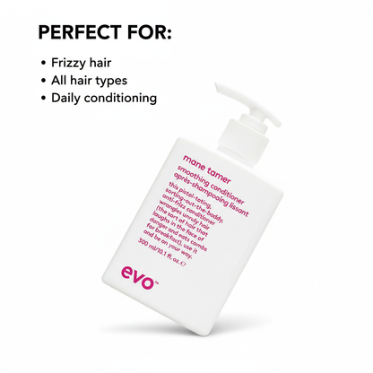 EVO Mane Tamer Smoothing Conditioner bottle with pump for frizzy hair and daily conditioning