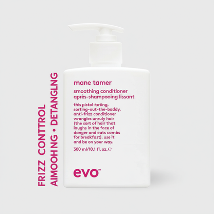EVO Mane Tamer Smoothing Conditioner bottle with frizz control and detangling benefits