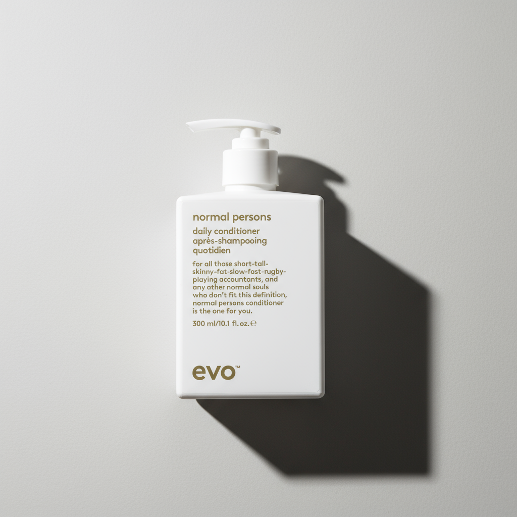 EVO Normal Persons Daily Conditioner in white pump bottle for everyday hair care