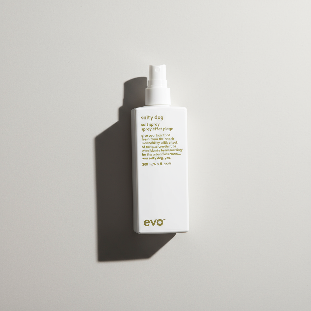 Evo Salty Dog Salt Spray 200ml white bottle with spray nozzle on light surface