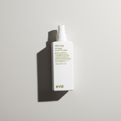 Evo Salty Dog Salt Spray 200ml white bottle with spray nozzle on light surface