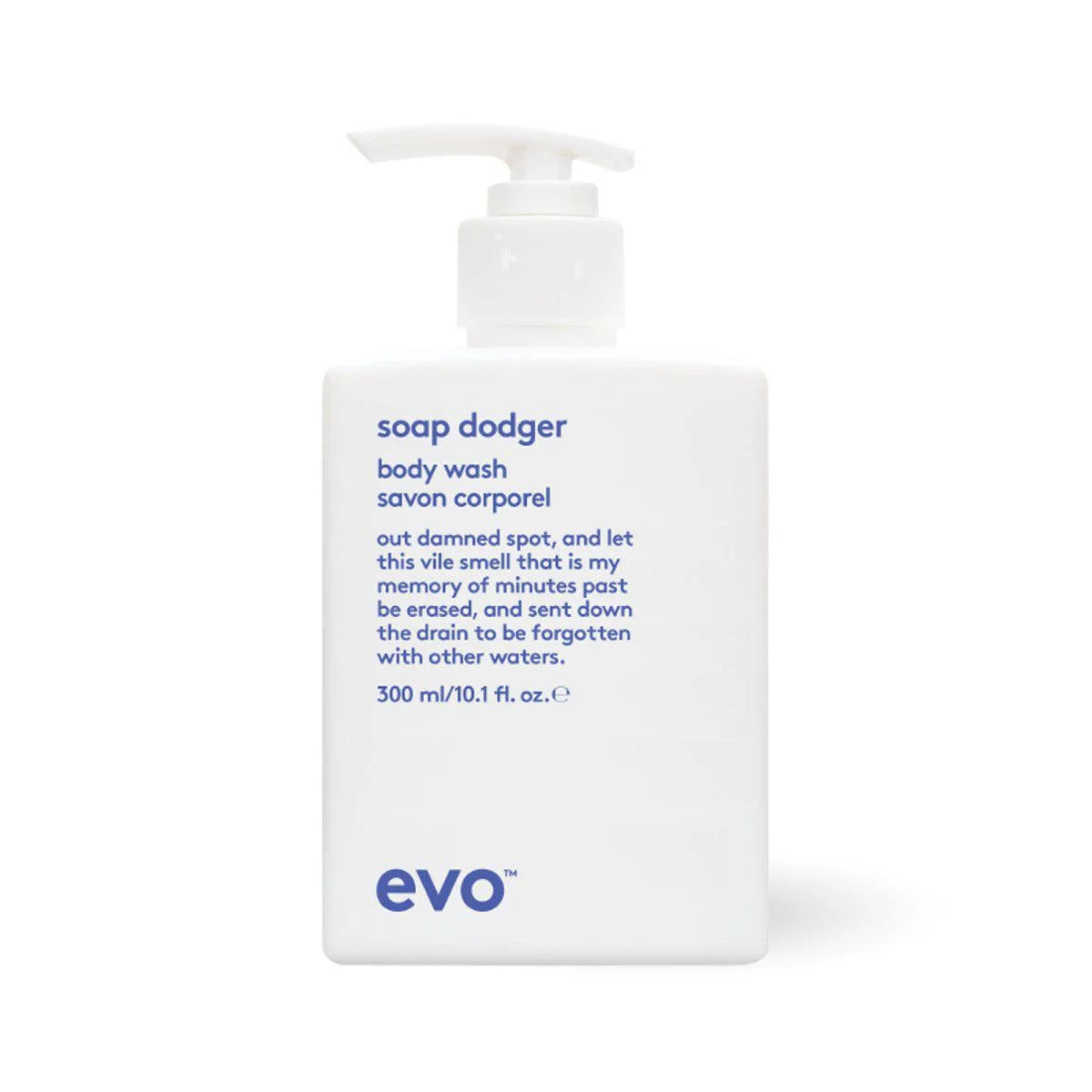 EVO Soap Dodger body wash 300ml and EV Body Wash 500ml nourishing skincare products