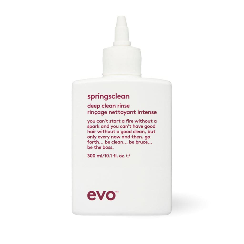 EVO Springsclean deep cleaning rinse 300ml - white bottle of Evo Springsclean hair product