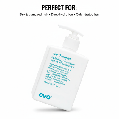 EVO the Therapist Hydrating Conditioner bottle for dry damaged and color-treated hair with pump dispenser