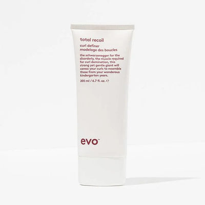 EVO Total Recoil Curl Definer tube with white and red packaging for curl styling and definition