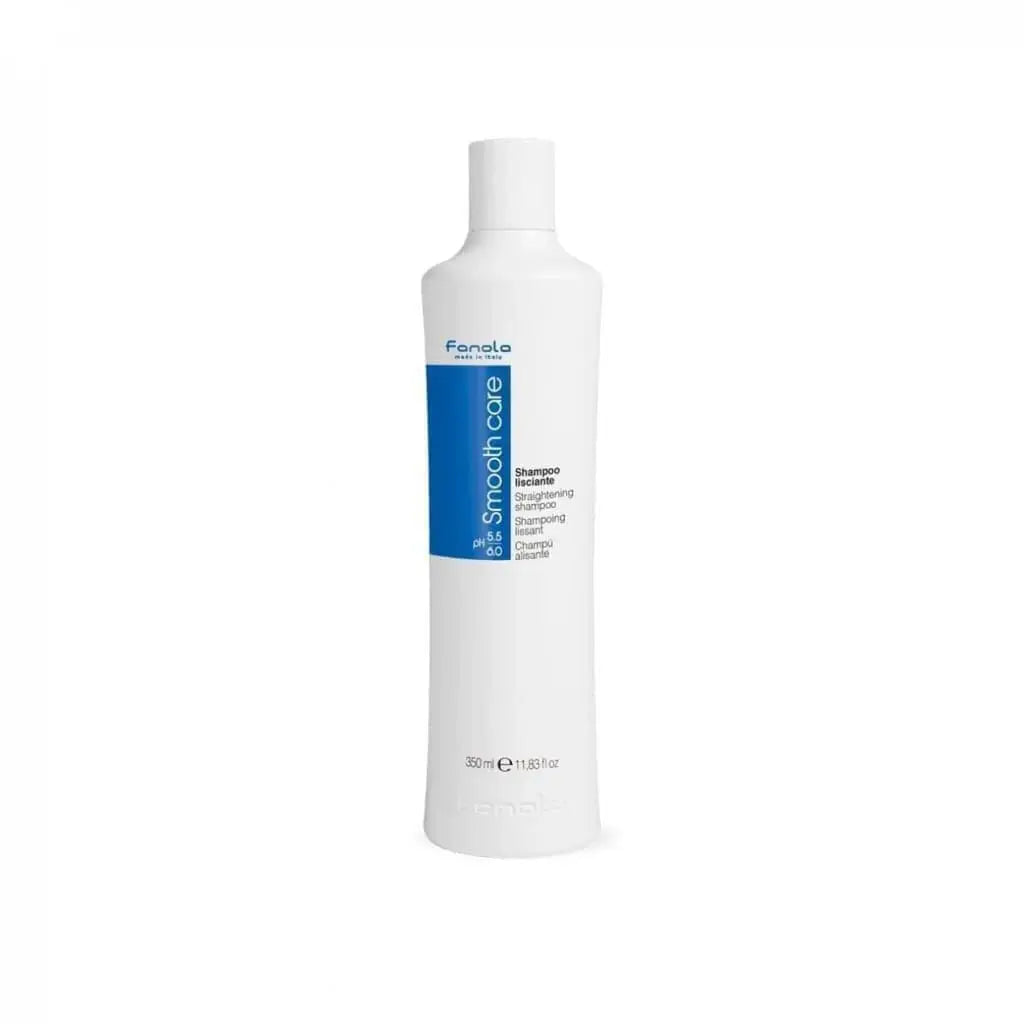 White bottle of Fanola hair shampoo with blue labeling.