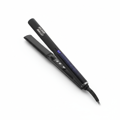 Silver Bullet Glide ceramic straightener black hair straightening iron with digital temperature display