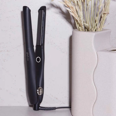 GHD Mini Hair Straightener: Compact Black Styling Iron for Short Hair, Fringes & Precision Styling. Ceramic Floating Plates.
