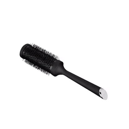 Round hair brush with black handle and bristles, featuring a 45mm barrel for styling