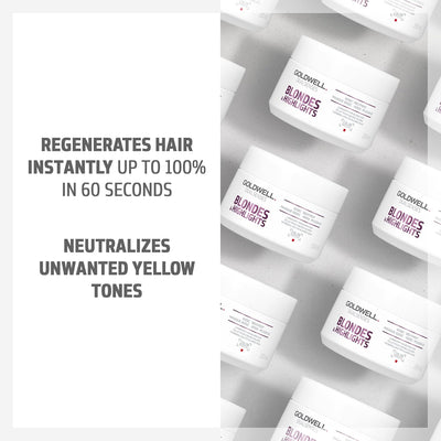 Goldwell Dualsenses Blondes & Highlights Anti-Yellow 60sec Treatment 6.8oz, 200mL neutralizes yellow tones for vibrant color.
