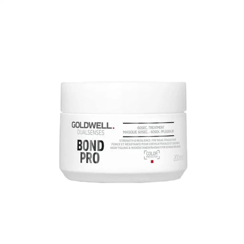 White cylindrical container of Goldwell Bond Pro hair treatment product.