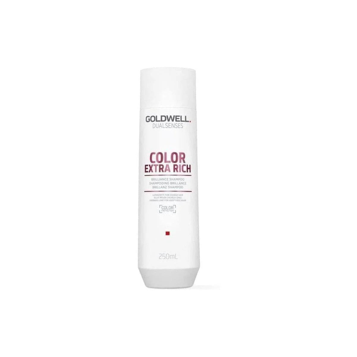 White bottle of Goldwell Dualsenses Colour Extra Rich Shampoo for colored hair, 250ml